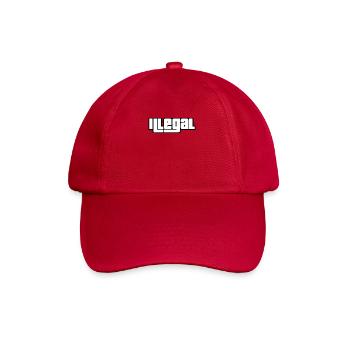 Illegal Blockschrift Design in Weiß - Baseballkappe - klassisch Rot - Vorne