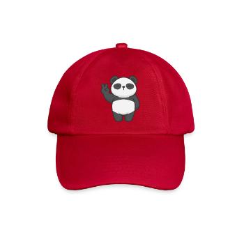 Motiv Panda mit Friedenszeichen Comic - Baseballkappe - klassisch Rot - Vorne