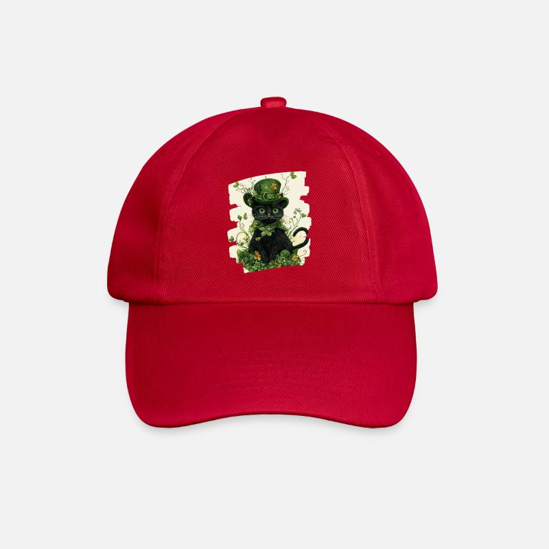 St Patricks day Katze - Baseballkappe - klassisch Rot