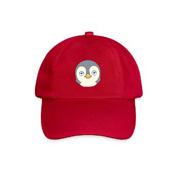Schläfriges Pinguin-Cartoon-Gesicht - Baseballkappe - klassisch Rot - Vorne