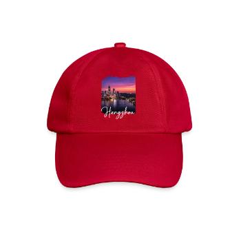 Hangzhou Evening Light Skyline Print - Baseball Cap - classic red - Front