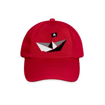 A paper boat with a pirate flag - Baseball Cap - classic red - Front