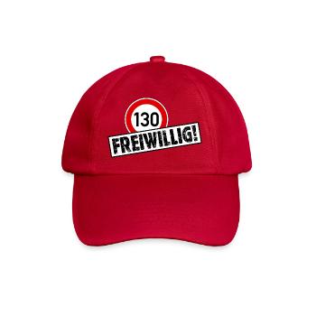 Tempo 130 FREIWILLIG! Tempolimit Aufkleber - Baseballkappe - klassisch Rot - Vorne
