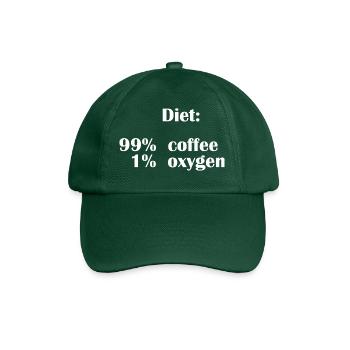 Die Ernährung besteht zu 99 % aus Kaffee, aber nur zu 1 % aus Sauerstoff - Baseballkappe - Flaschengrün - Vorne
