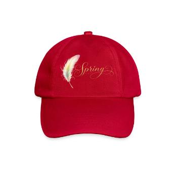 Spring Lettering with Feather Elegant Design - Baseball Cap - classic red - Front