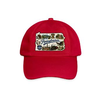 Pennsylvania Keystone State Vintage-Aufkleber - Baseballkappe - klassisch Rot - Vorne