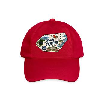 North Carolina Tar Heel State Vintage-Aufkleber - Baseballkappe - klassisch Rot - Vorne