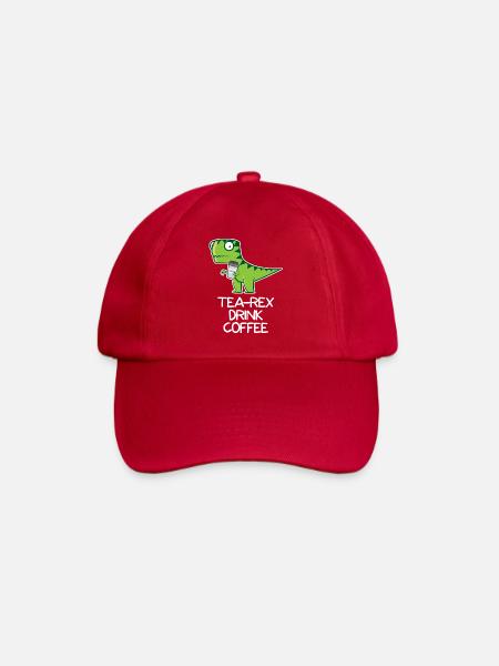 Tea Rex drink Coffee - funny Design - Baseballkappe - klassisch Rot