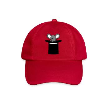 Maus im Zauberer Hut Zylinder Kleines Mäuschen Süß - Baseballkappe - klassisch Rot - Vorne