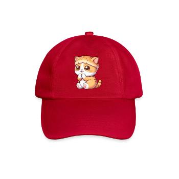Cute cartoon cat with burger fast food - Baseball Cap - classic red - Front