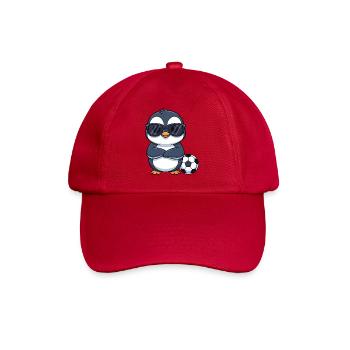 Cooler Pinguin Fußballer Kinder Fußballspieler Car - Baseballkappe - klassisch Rot - Vorne
