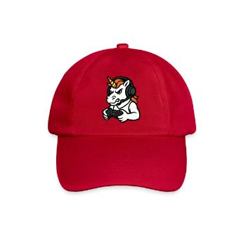 Wildes Einhorn-Gamer-Maskottchen mit Headset - Baseballkappe - klassisch Rot - Vorne