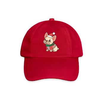 Bulldog Christmas Dog Santa Drawing - Baseball Cap - classic red - Front