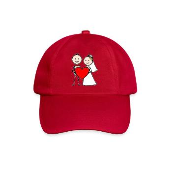 Hochzeitspaar Cartoon Herz - Baseballkappe - klassisch Rot - Vorne