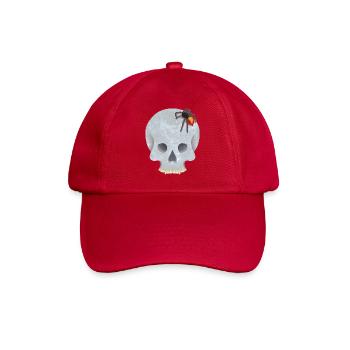Schädel mit Spinne - Baseballkappe - klassisch Rot - Vorne
