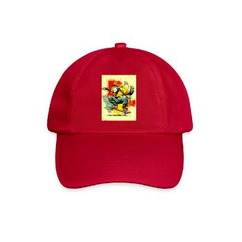 Cooler Affe auf Skateboard- modern, stylisch - Baseballkappe - klassisch Rot - Vorne