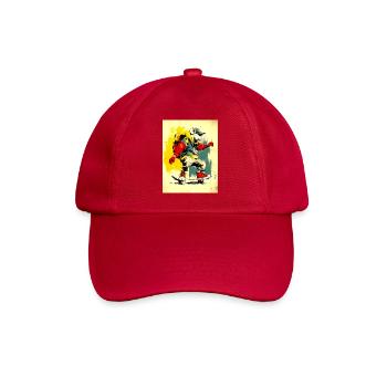Coole Maus auf Skateboard - modern, stylisch - Baseballkappe - klassisch Rot - Vorne