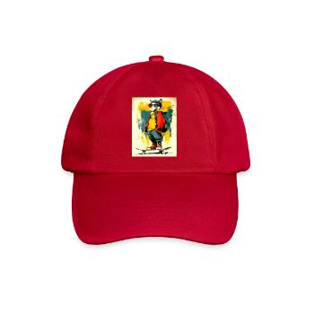 Cool cat on skateboard - modern, stylish - Baseball Cap - classic red - Front