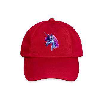 Cyber Unicorn with VR Headset — Futuristic Art - Baseball Cap - classic red - Front