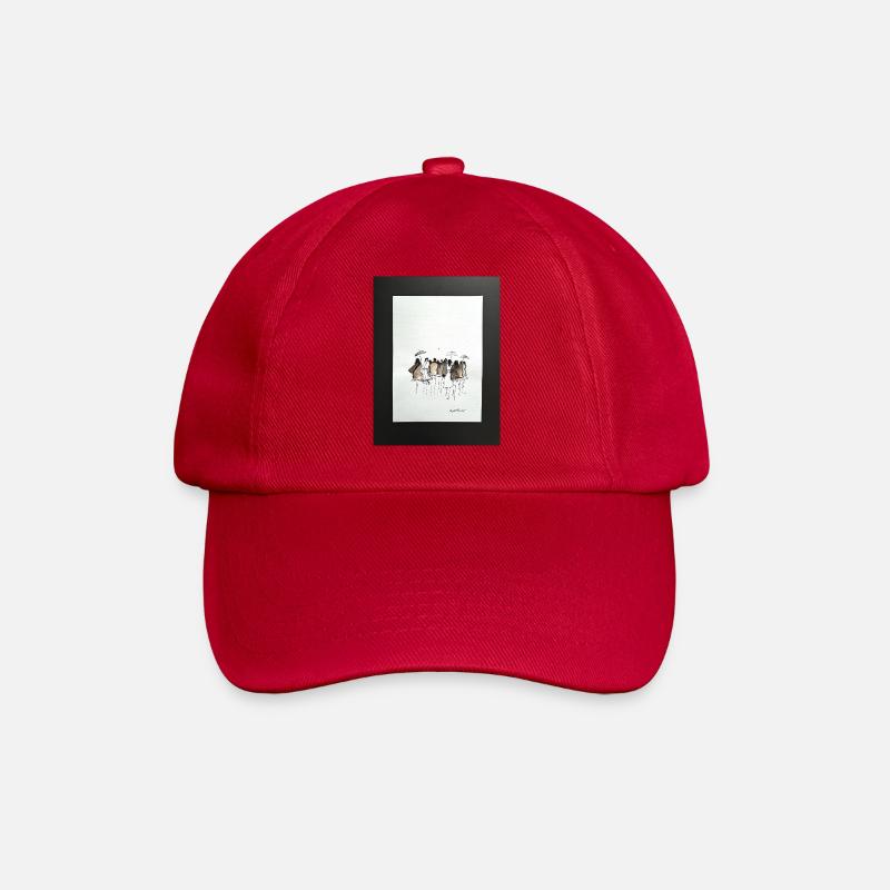 Mode, Menschen abstrakt. Aquarell  mit Tusche - Baseballkappe - klassisch Rot