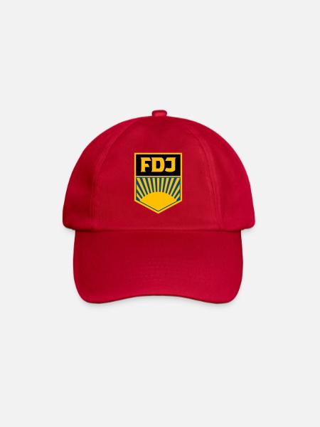 FDJ - Freie Deutsche Jugend (eckig, dreifarbig) - Baseballkappe - klassisch Rot