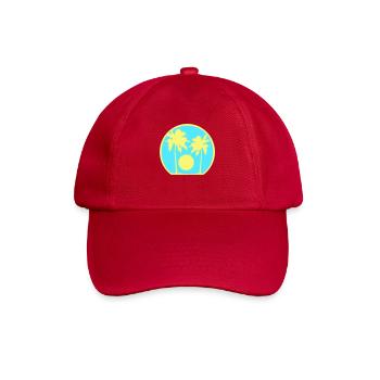 Deux Palmiers Île Soleil Coucher De Soleil Rond Bleu - Casquette classique - rouge classique - Devant