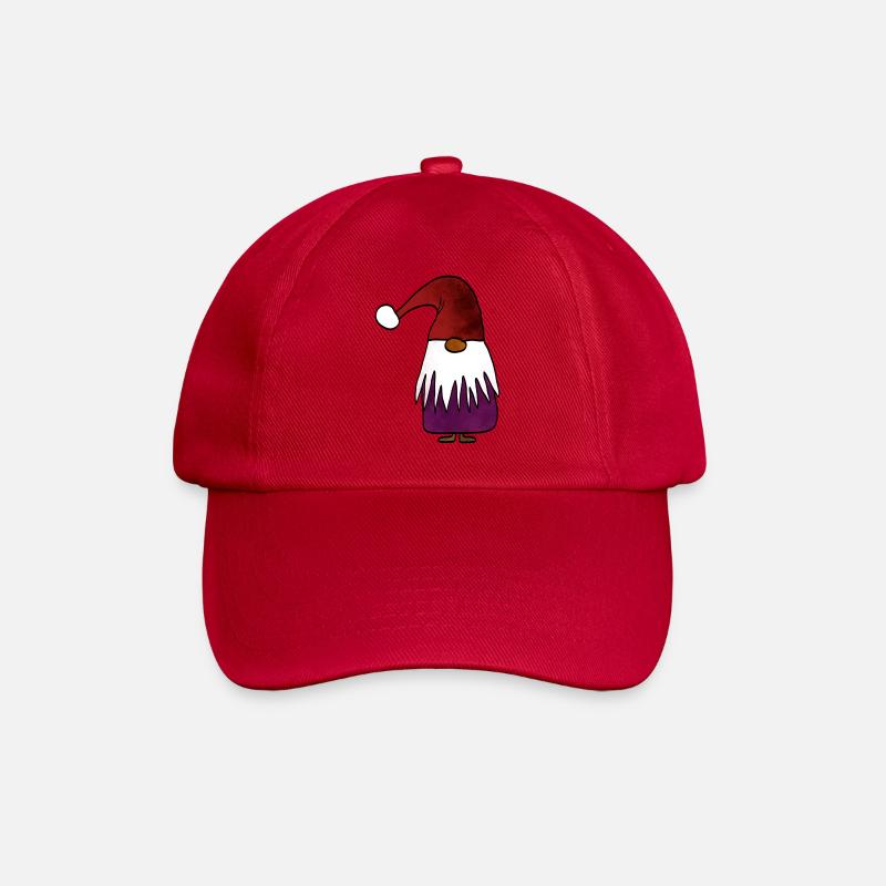 Kreativer Weihnachtsgnom mit farbverfremdetem Hut - Baseballkappe - klassisch Rot
