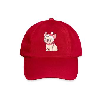 Bulldog Noël avec chapeau et écharpe - Casquette classique - rouge classique - Devant