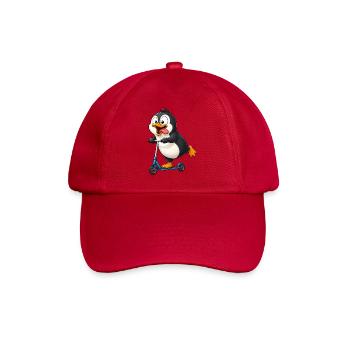 Süßer Pinguin Cartoon auf Roller - Baseballkappe - klassisch Rot - Vorne