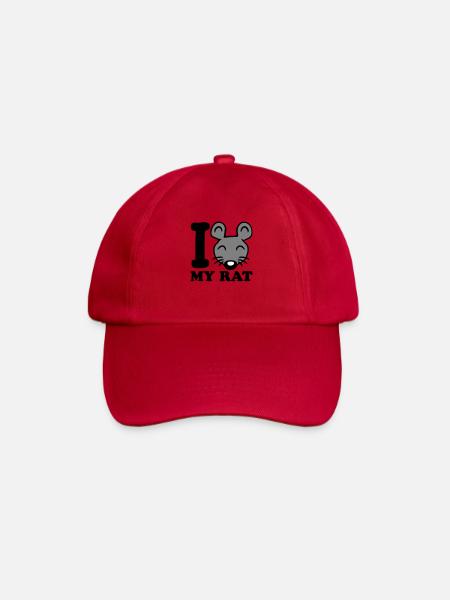 I Love My Rat Text Spruch Maus Süße Kleine Ratte - Baseballkappe - klassisch Rot