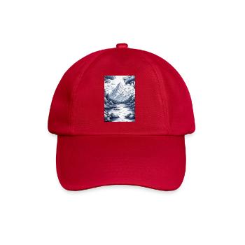 Illustration einer Gebirgslandschaft - Baseballkappe - klassisch Rot - Vorne