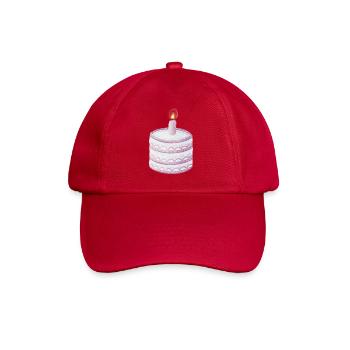 Pastel Birthday Cake with Candle - Baseball Cap - classic red - Front