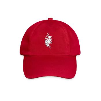 Rosen im schwarz-weißen Blumenmuster - Baseballkappe - klassisch Rot - Vorne