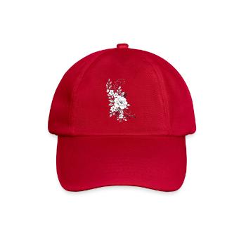 Schwarz-weiße lineare Blüten - Baseballkappe - klassisch Rot - Vorne