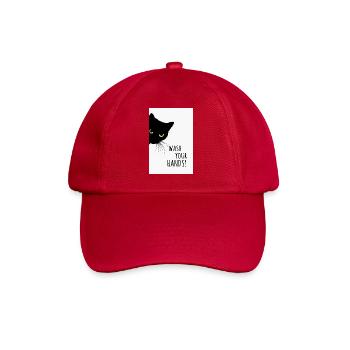 Wash Your Hands! – Funny cat poster - Baseball Cap - classic red - Front