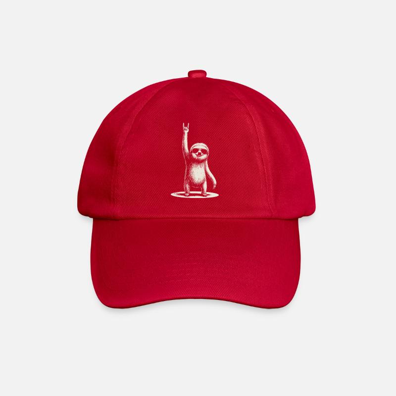Funny sloth in rocker pose - Baseball Cap - classic red