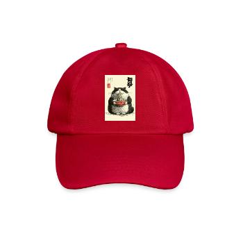 Neko Noodle Feast in Ukiyo-e Style - Baseball Cap - classic red - Front
