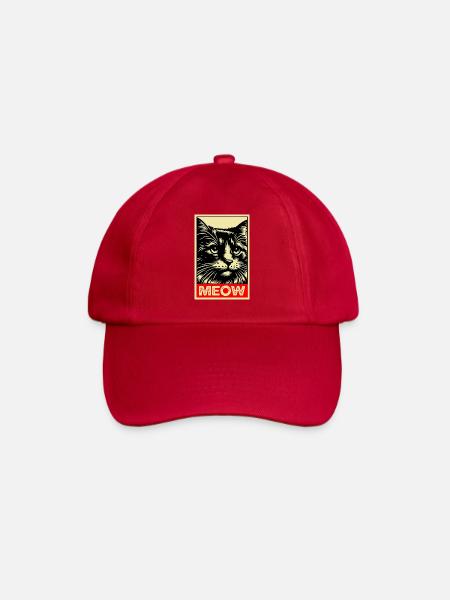 Meow Cat Retro Poster Cats Gift - Baseball Cap - classic red