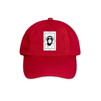 Minimalist Monkey Dude — Sleek Geometric, Playful - Baseball Cap - classic red - Front