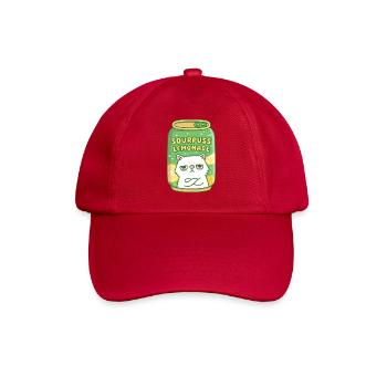 Funny Grouchy Cat Sourpuss Lemonade Drink Can - Baseball Cap - classic red - Front