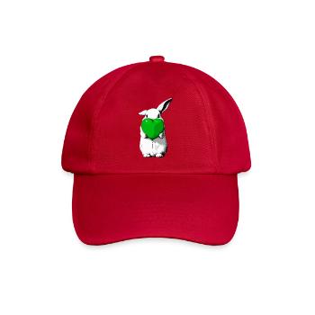 Hase mit grünem Herzballon - Baseballkappe - klassisch Rot - Vorne