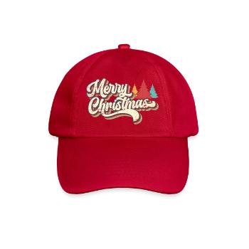 Retro Merry Christmas Rainbow Script - Baseball Cap - classic red - Front