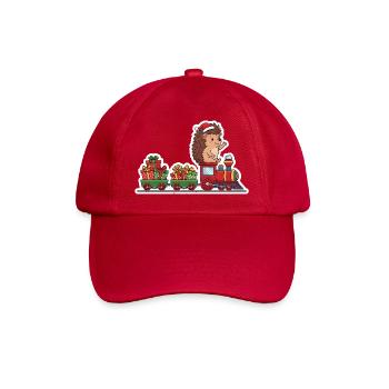 Weihnachtsigel Zug mit Geschenken - Baseballkappe - klassisch Rot - Vorne