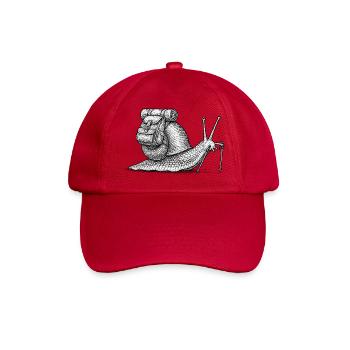 Snail Trekker mit Rucksack - Baseballkappe - klassisch Rot - Vorne