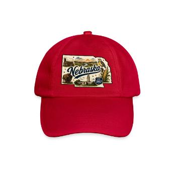Nebraska Cornhusker State Vintage-Aufkleber - Baseballkappe - klassisch Rot - Vorne