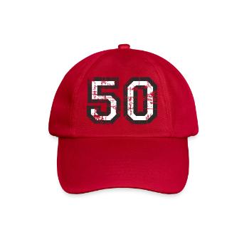 Zahl 50 (Vintage Weiß) 50. Geburtstag Nr. 50 - Baseballkappe - klassisch Rot - Vorne