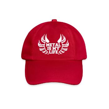 Heavy Metal Is My Life Hard Rock Hörner Text Logo - Baseballkappe - klassisch Rot - Vorne