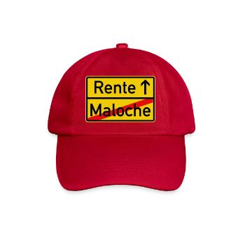 Gelbes Ortsschild Von der Maloche in die Rente - Baseballkappe - klassisch Rot - Vorne