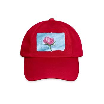 Watercolor Rose on Sky Blue - Baseball Cap - classic red - Front