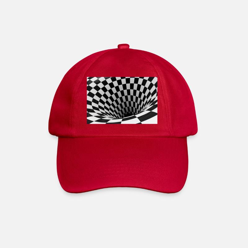 Black and white checkerboard vortex - Baseball Cap - classic red